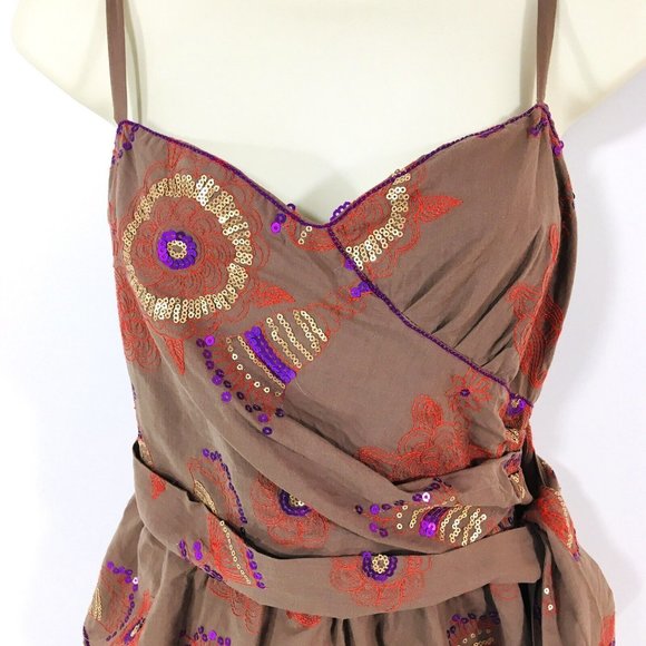 Women's Chelsea & Violet Cami Top Sz L Boho Embroidered Sequin Peplum Top - Picture 5 of 12